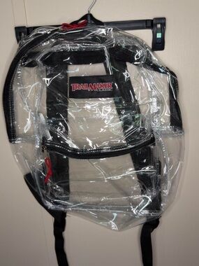 Trailmaker clear transparent backpack black trim school stadium bag